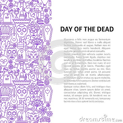 Day of the Dead Line Pattern Concept Vector Illustration