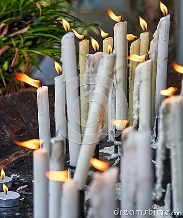 day of the dead, lots of candles burning Stock Photo