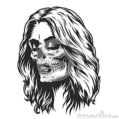 Day of Dead makeup girl head Vector Illustration