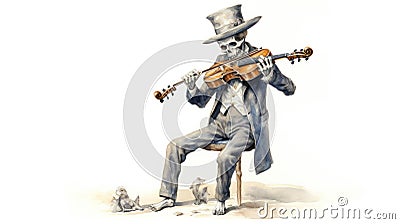 A Day of the Dead mariachi band. skeleton ensemble on white background Stock Photo
