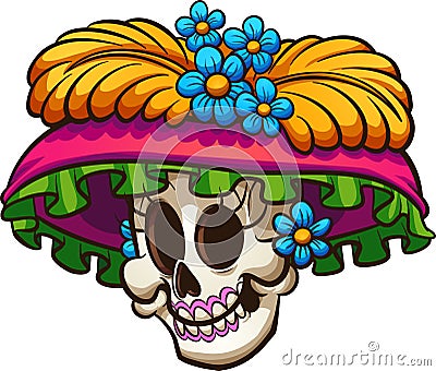 Day of the dead Mexican catrina skull Vector Illustration