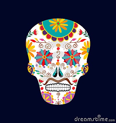 Day of the dead mexico sugar skull decoration art Vector Illustration