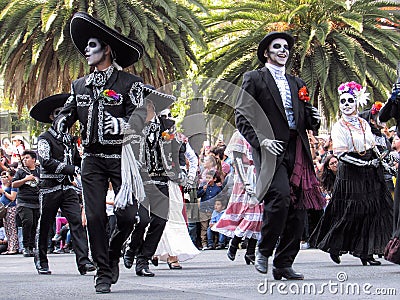 Mexico City, CDMX / Mexico - 29 10 2016: Day of the Dead Parade in Avenida Reforma with original characters from the James Bond `S Editorial Stock Photo