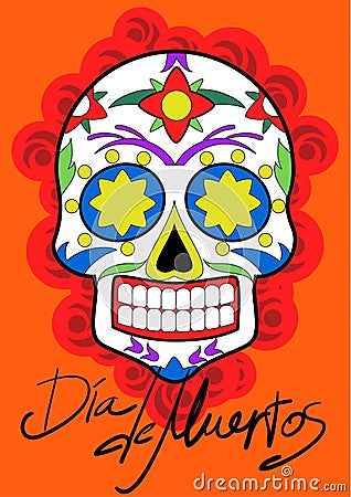 Day of the dead party. Dea de los muertos card. Vector Illustration