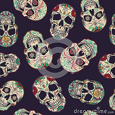 Day of the Dead seamless pattern Vector Illustration