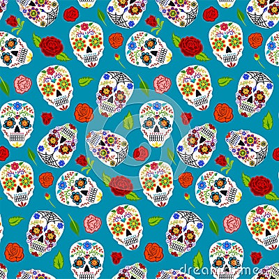 Day of the Dead seamless pattern Vector Illustration