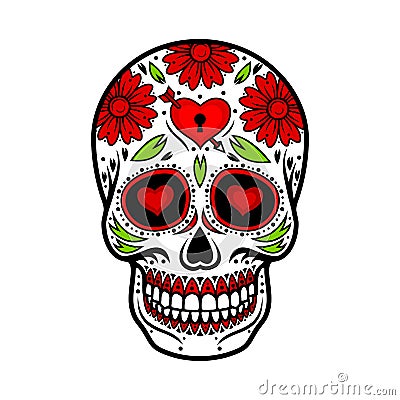 Day Of The Dead Skull. Skull sugar flower. Vector Illustration