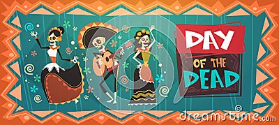 Day Of Dead Traditional Mexican Halloween Dia De Los Muertos Holiday Party Vector Illustration