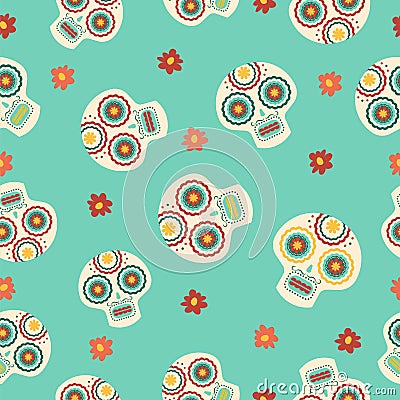 Day of the dead traditional sugar skull pattern Vector Illustration