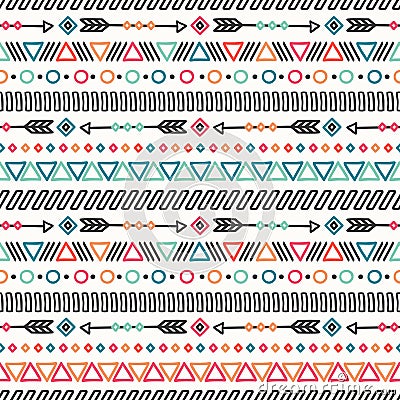 Day of the Dead. Tribal hand drawn line mexican ethnic seamless pattern. Border. Wrapping paper. Print. Doodles. Tiling Vector Illustration