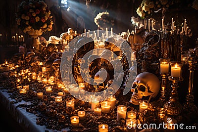 The Day of the Dead, Volumetric lighting plays a crucial role in this artwork Stock Photo