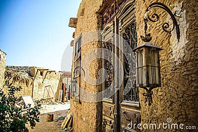 Day light Ancient Hotel side door Stock Photo