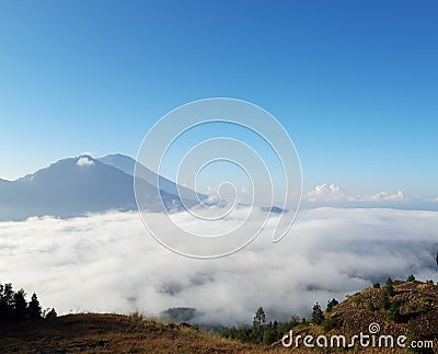 Day light view Mount Batur, from another hill Stock Photo