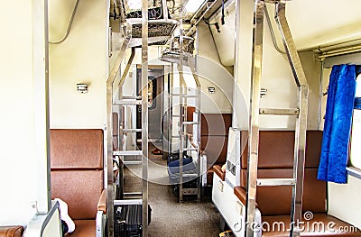 Day and night coach of new special express Thai train with air conditioned. Stock Photo