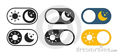 Day night mode buttons set icon vector, light dark color scheme theme toggle switch ui interface elements graphic illustration, Vector Illustration