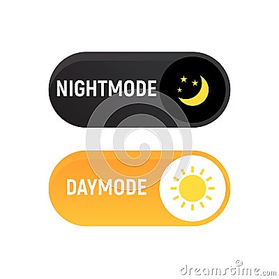 Day night mode switch ui button. Light dark mode slider theme Vector Illustration