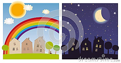 Day and night Vector Illustration