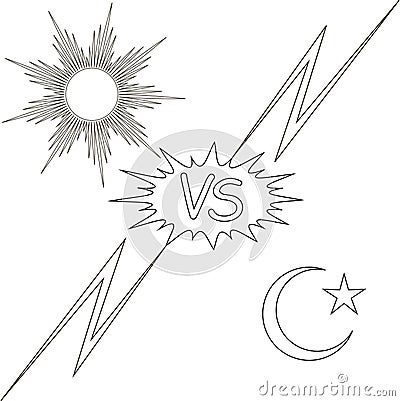 Day and night vs the sun and the moon star Vector Illustration