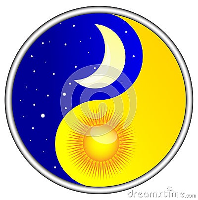 Day and night yin yang Stock Photo