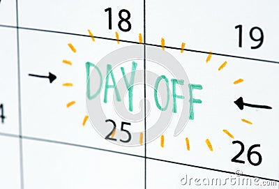 Day off calendar reminder schedule Stock Photo