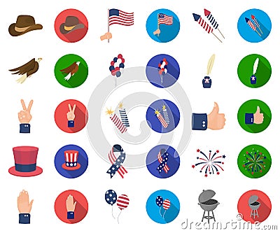 Day of Patriot, holiday cartoon,flat icons in set collection for design. American tradition vector symbol stock web Vector Illustration