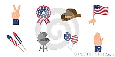 Day of Patriot, holiday icons in set collection for design. Vector Illustration