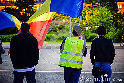 Day 105 of protest, Bucharest, Romania Editorial Stock Photo