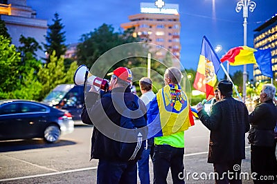 Day 105 of protest, Bucharest, Romania Editorial Stock Photo