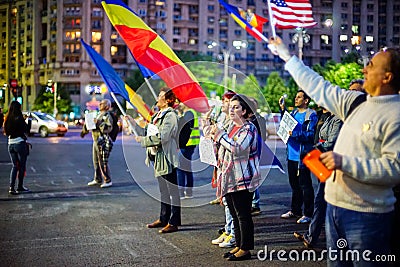 Day 105 of protest, Bucharest, Romania Editorial Stock Photo