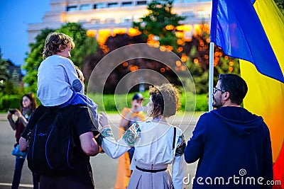 Day 108 of protest, Bucharest, Romania Editorial Stock Photo