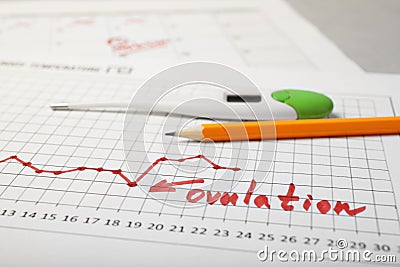 Day to conceive child. Family planning. Ovulation Day in calendar Stock Photo