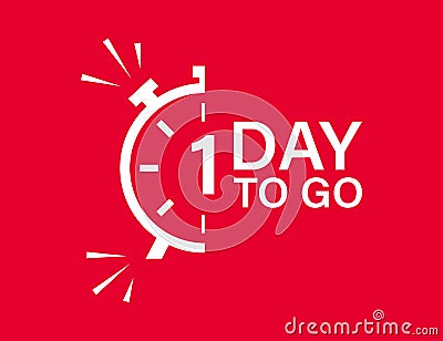 1 day to go isolated vector icon. Red countdown vector sign. Vector alarm of sale or low price. Christmas sales Vector Illustration