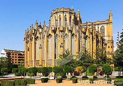 Day view of Cathedral of Mary Immaculate. Vitoria-Gasteiz Stock Photo