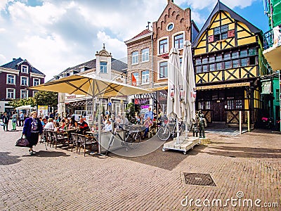 Day view of market square. Sittard. Netherlands Editorial Stock Photo