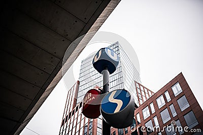 Day view on Vienna U-Bahn logo of underground rail transit system Editorial Stock Photo