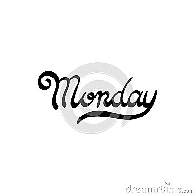Day of the week - Monday. Hand drawn lettering. Vector Illustration