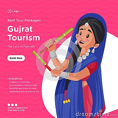 Banner design of gujrat tourism Vector Illustration