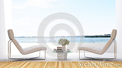 Daybed on terrace in hotel - 3D Rendering Stock Photo