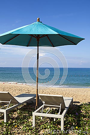 Daybeds on the Beach Stock Photo