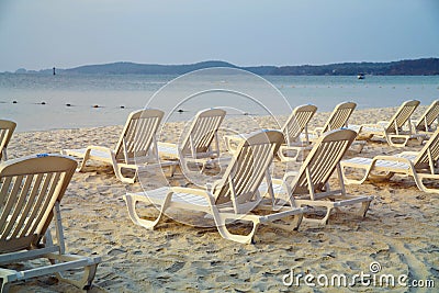 Daybeds on the Beach Stock Photo