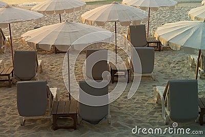 Daybeds on the Beach Stock Photo