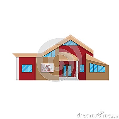 Daycare building in flat style isolated on white background Vector Illustration