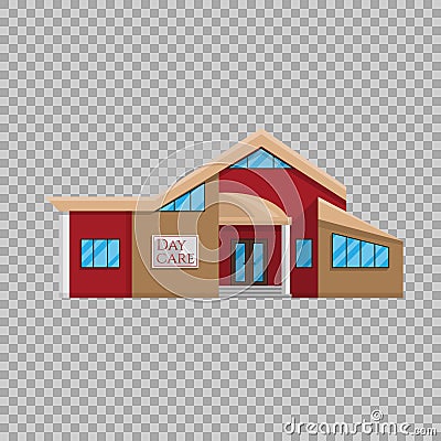 Daycare building in flat style on transparent background Vector illustration. Kindergarten Pre-school education Vector Illustration