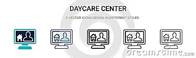 Daycare center icon in filled, thin line, outline and stroke style. Vector illustration of two colored and black daycare center Vector Illustration