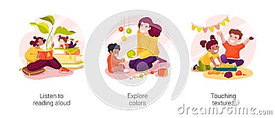 Daycare center for infants isolated cartoon vector illustration set Vector Illustration