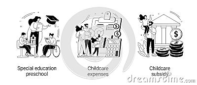 Daycare financial help abstract concept vector illustrations. Vector Illustration