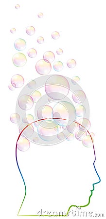 Daydreamer Fantasy Mind Brain Bubbles Vector Illustration