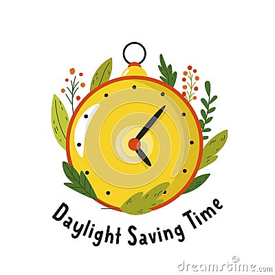 Daylight Saving Time. Abstract design with clock Vector Illustration