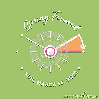 Daylight saving time begins at march 13, 2022 concept. Alarm clock and calendar date Vector Illustration