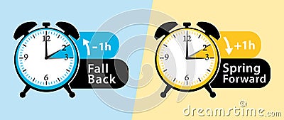 Daylight saving time date question. Fall back and spring forward. Vector Illustration